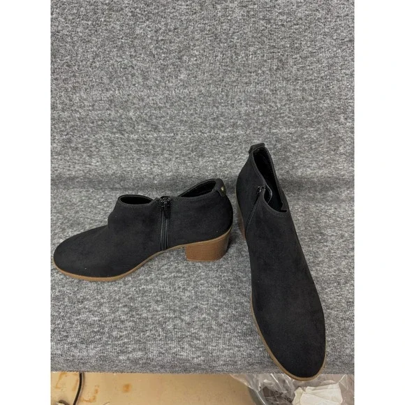 Style & Co Women's Sz 9.5Black Faux Suede Ankle Booties Boots Block Heel - Picture 3 of 13